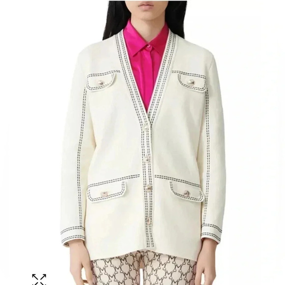 Maje Sweaters - MAJE Mollie Topstitch Cardigan
